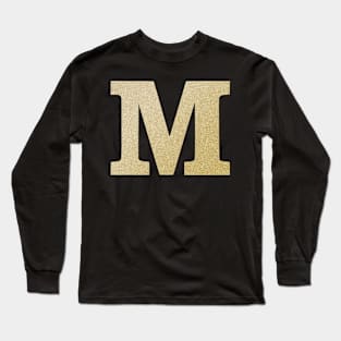 The Letter M Gold Sparkly Design Long Sleeve T-Shirt